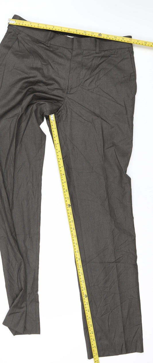 Topman Men's Brown Pinstripe Dress Trousers 32W L Business Formal