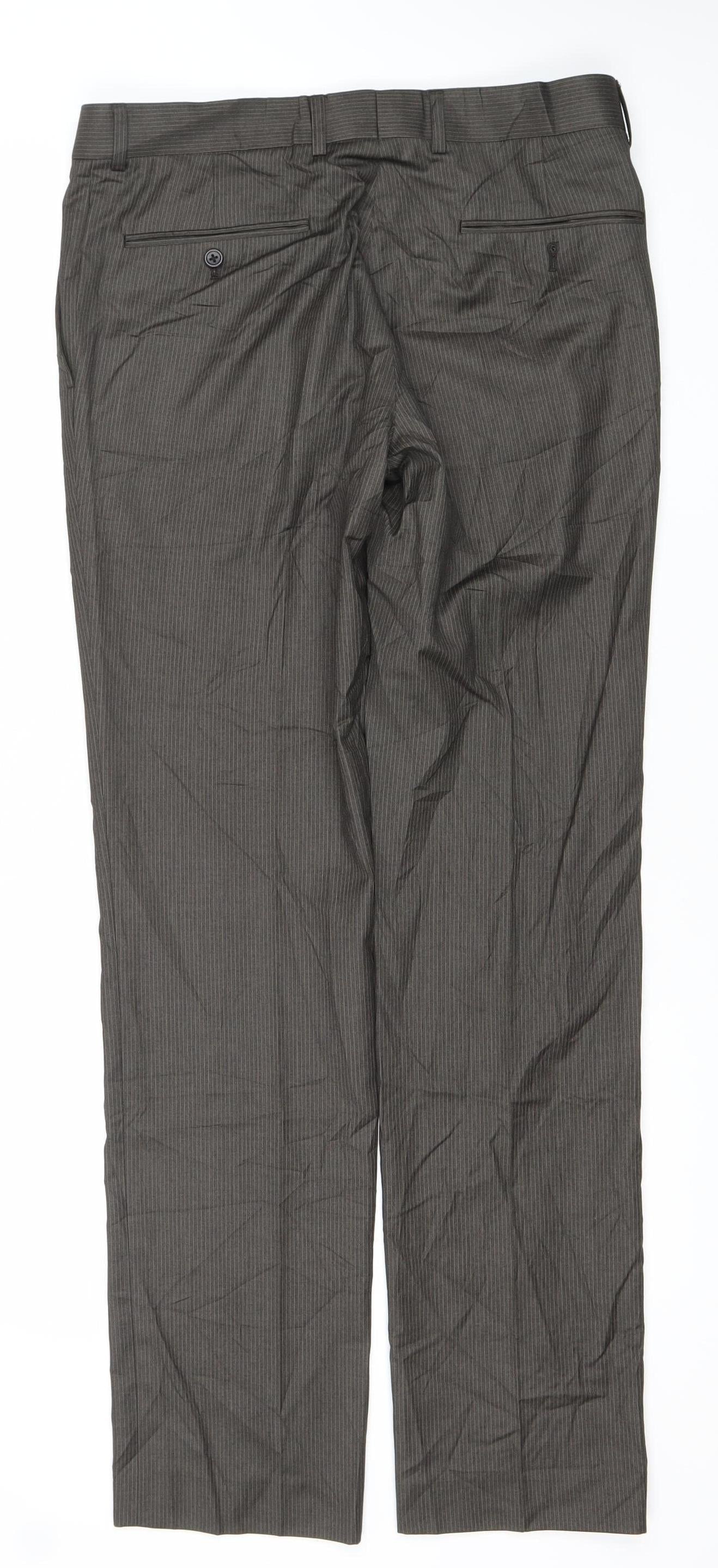 Topman Men's Brown Pinstripe Dress Trousers 32W L Business Formal