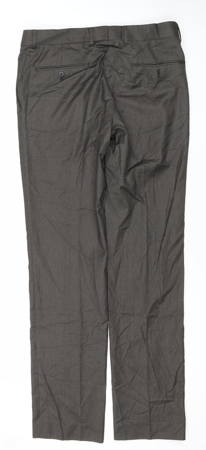 Topman Men's Brown Pinstripe Dress Trousers 32W L Business Formal
