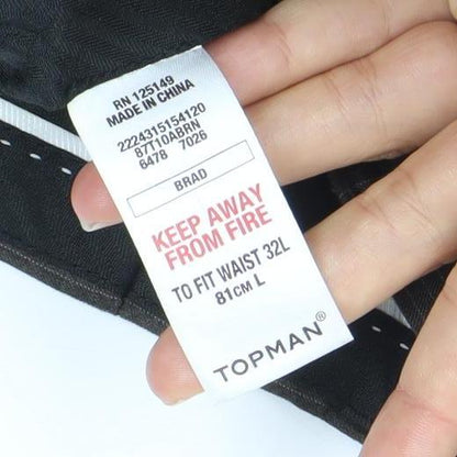 Topman Men's Brown Pinstripe Dress Trousers 32W L Business Formal