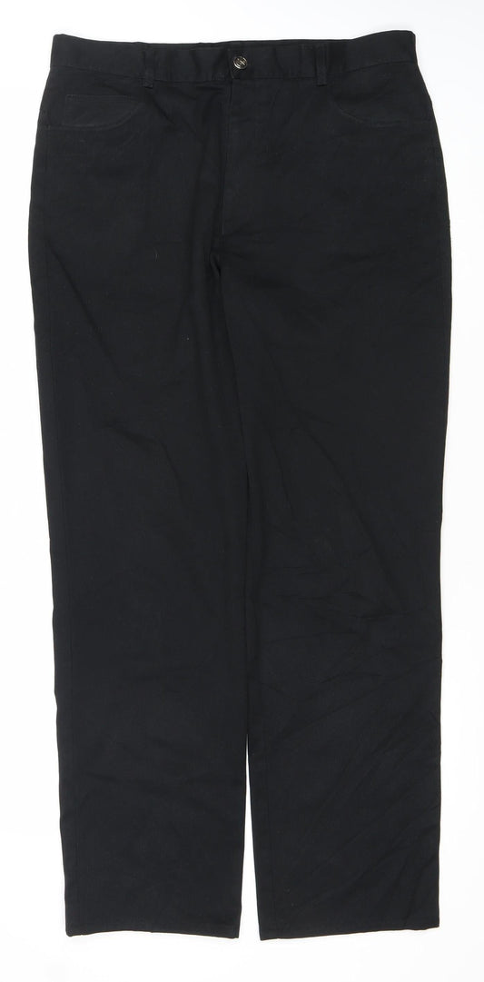 Tom Wolfe Men's Black 34in Polyester Viscose Trousers