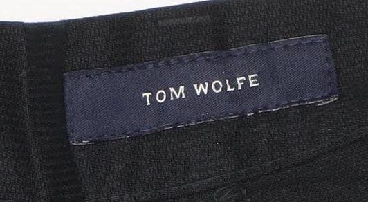 Tom Wolfe Men's Black 34in Polyester Viscose Trousers