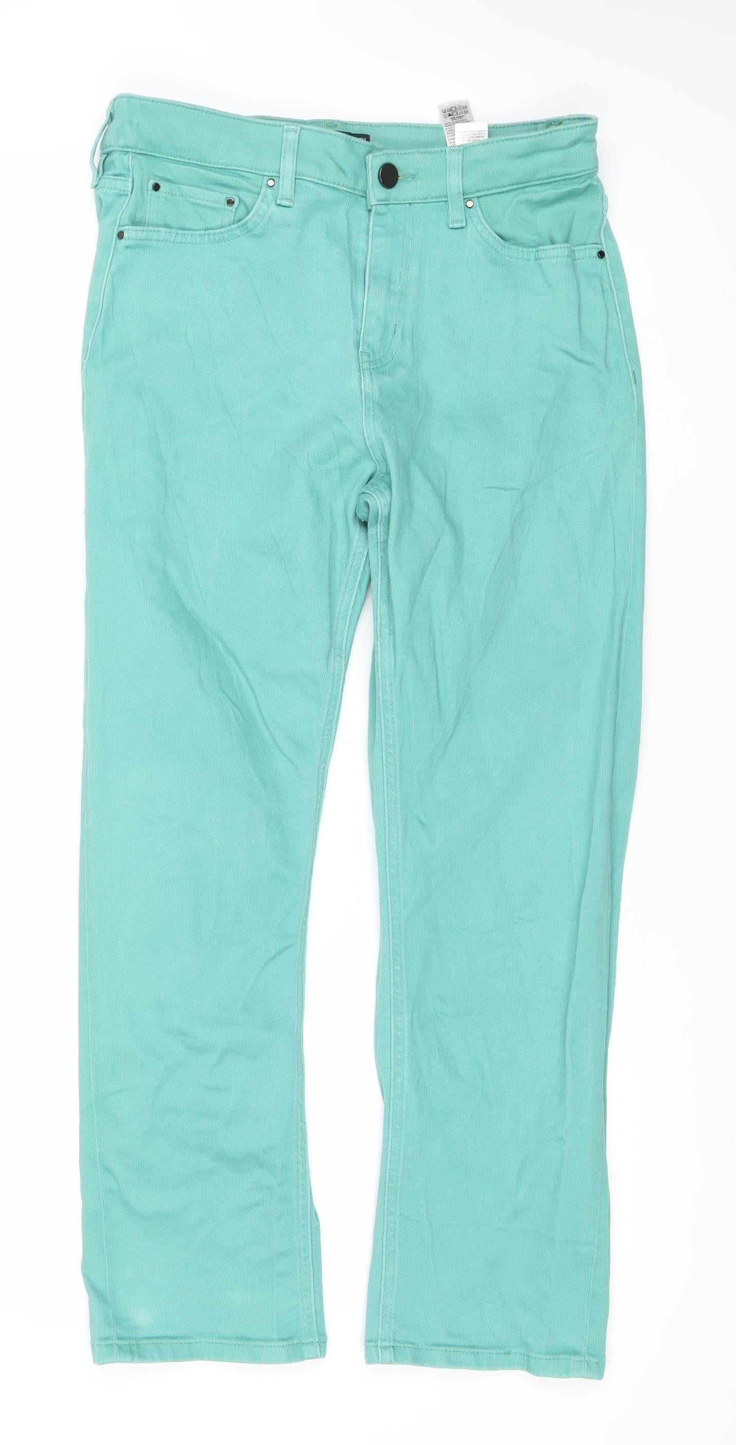 Womens UK Size 6 Marks and Spencer Regular Fit Straight Green Jeans