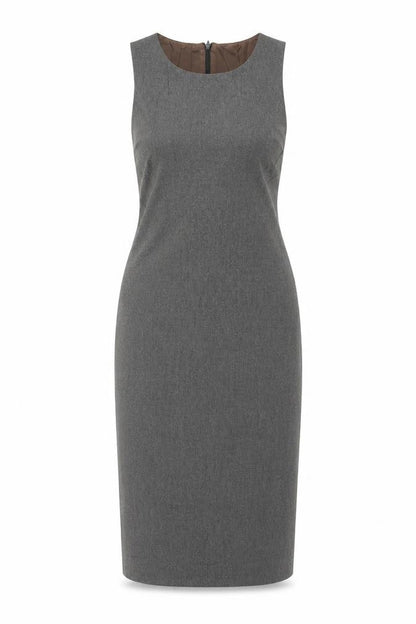 Rue Blanche Women’s Grey Wool Sheath Dress Size 2 Sleeveless Knee Length