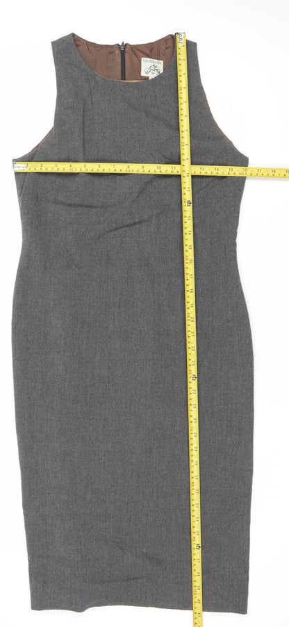 Rue Blanche Women’s Grey Wool Sheath Dress Size 2 Sleeveless Knee Length