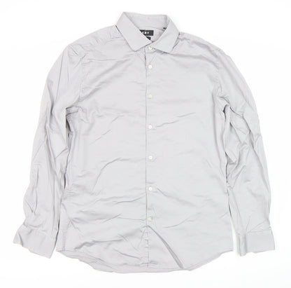 Mens UK Collar Size L DKNY Smart Grey  Dress Shirt