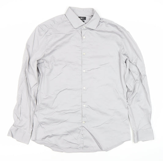 Mens UK Collar Size L DKNY Smart Grey  Dress Shirt