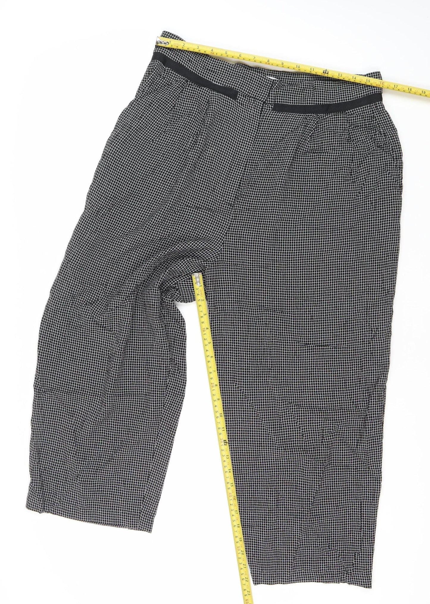 Mango Women’s Black Check Dress Pants Size 14 Straight Leg Workwear