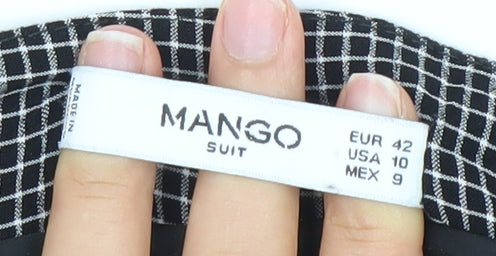 Mango Women’s Black Check Dress Pants Size 14 Straight Leg Workwear