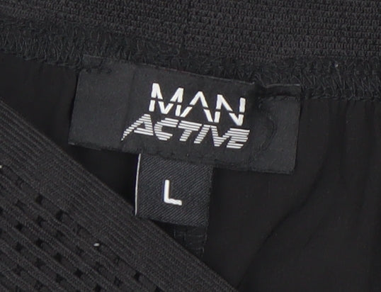 Mens UK Size L MAN Active Regular Fit Jogger Black Trousers