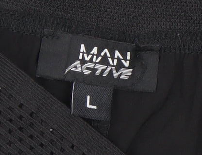 Mens UK Size L MAN Active Regular Fit Jogger Black Trousers