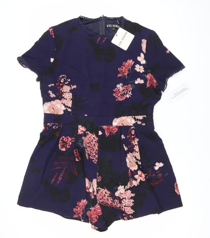 Girl In Mind Womens Multicoloured Floral Playsuit Size 16 Summer Party