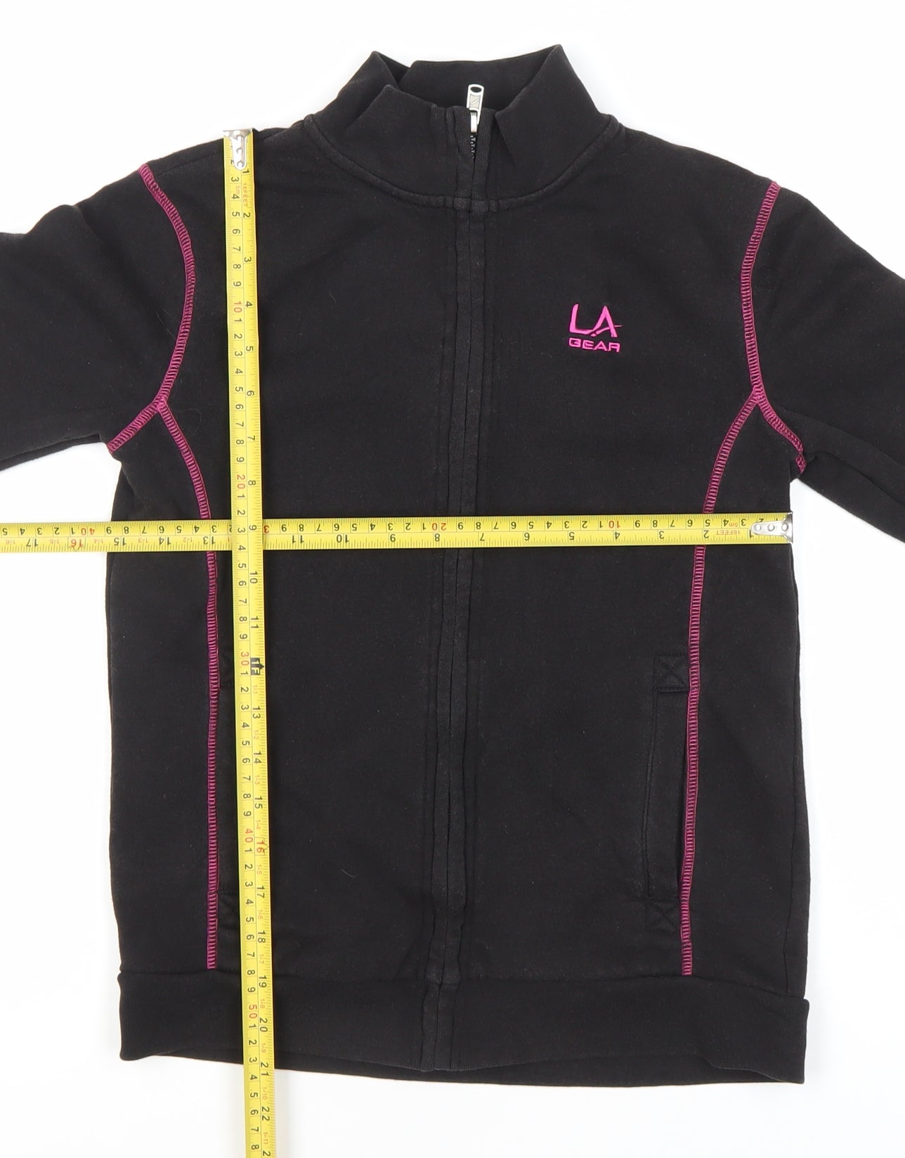 LA Gear Girls Black Full Zip Fleece Sweatshirt 11-12 Years High Neck