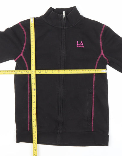 LA Gear Girls Black Full Zip Fleece Sweatshirt 11-12 Years High Neck