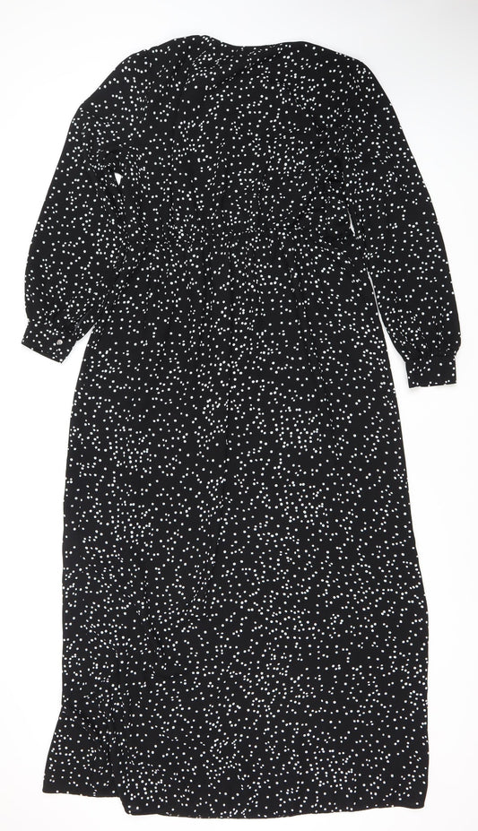Dorothy Perkins Women’s Black Polka Dot Midi Bodycon Dress UK 14