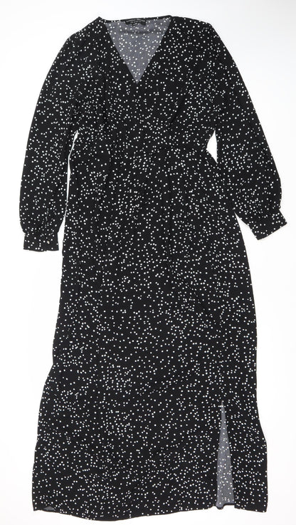 Dorothy Perkins Women’s Black Polka Dot Midi Bodycon Dress UK 14