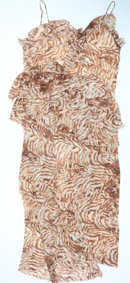 Fashion Nova Women’s Brown Animal Print Maxi Dress 3XL Plus Size Sleeveless