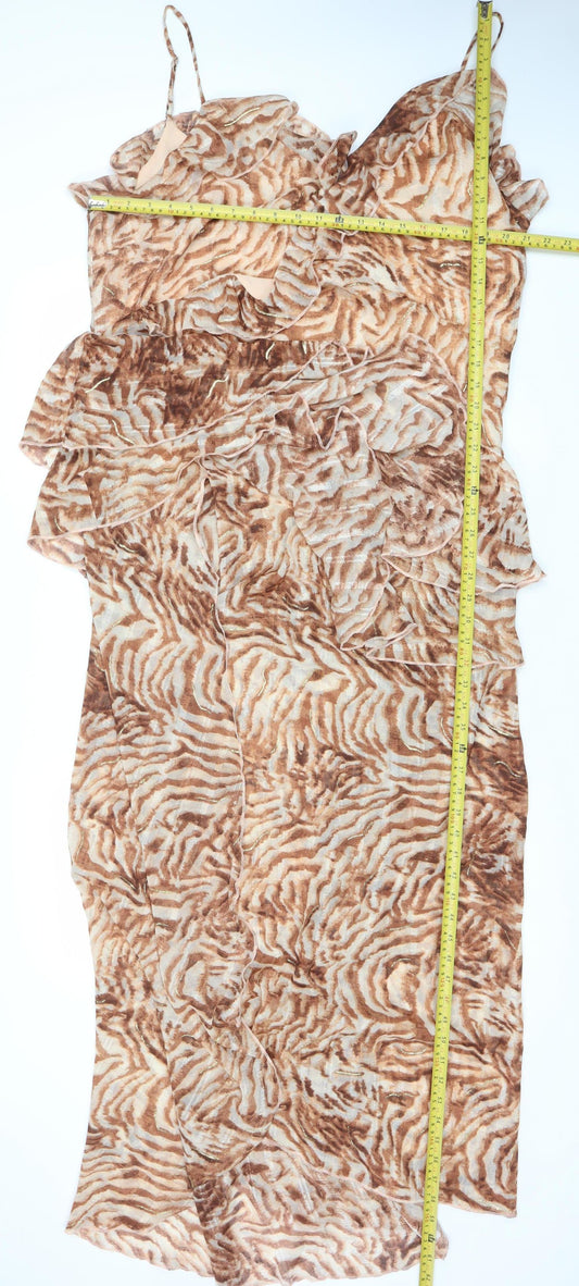 Fashion Nova Women’s Brown Animal Print Maxi Dress 3XL Plus Size Sleeveless