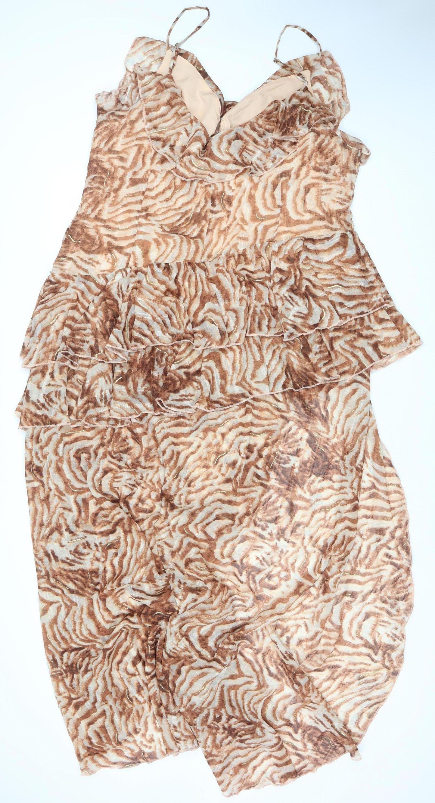 Fashion Nova Women’s Brown Animal Print Maxi Dress 3XL Plus Size Sleeveless