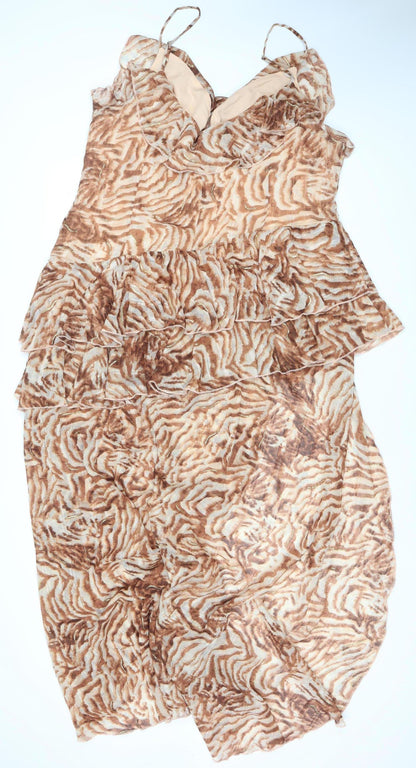 Fashion Nova Women’s Brown Animal Print Maxi Dress 3XL Plus Size Sleeveless