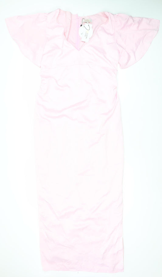 Boohoo Women’s Pink Size 14 Long Bodycon Dress Wedding Party