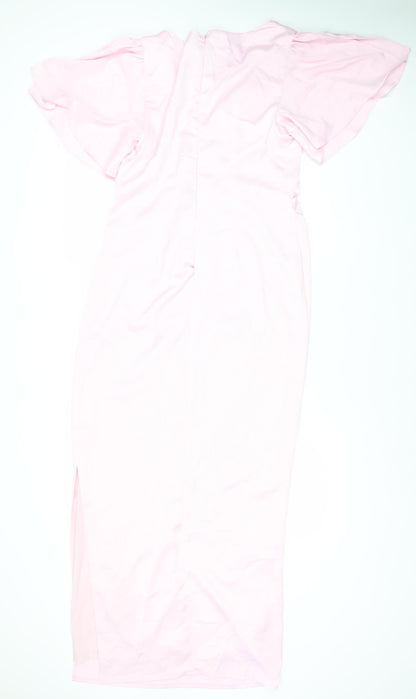 Boohoo Women’s Pink Size 14 Long Bodycon Dress Wedding Party