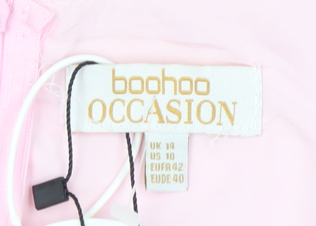 Boohoo Women’s Pink Size 14 Long Bodycon Dress Wedding Party