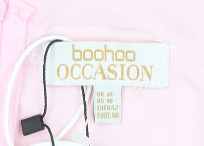 Boohoo Women’s Pink Size 14 Long Bodycon Dress Wedding Party