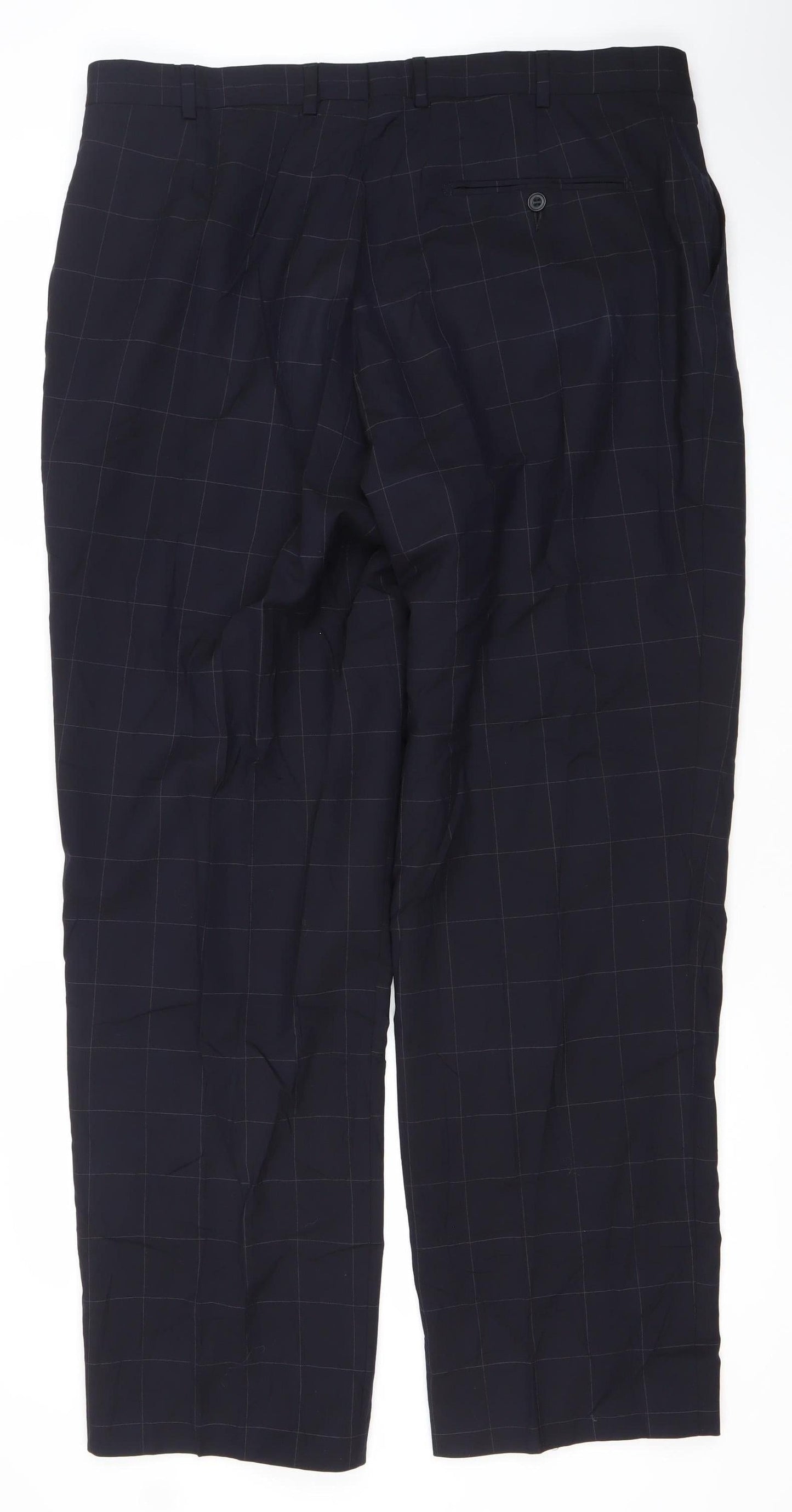 Jaeger Men's Black Check Wool Pleated Dress Pants 40in Classic Fit