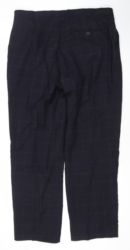 Jaeger Men's Black Check Wool Pleated Dress Pants 40in Classic Fit