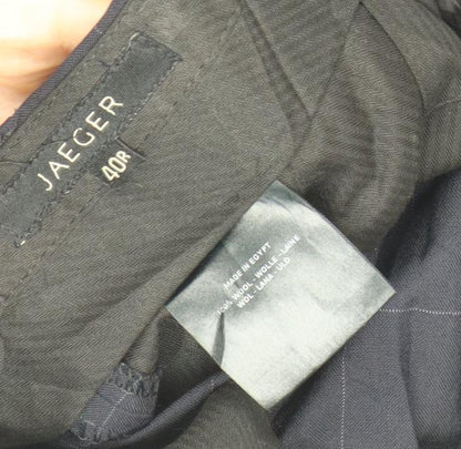 Jaeger Men's Black Check Wool Pleated Dress Pants 40in Classic Fit