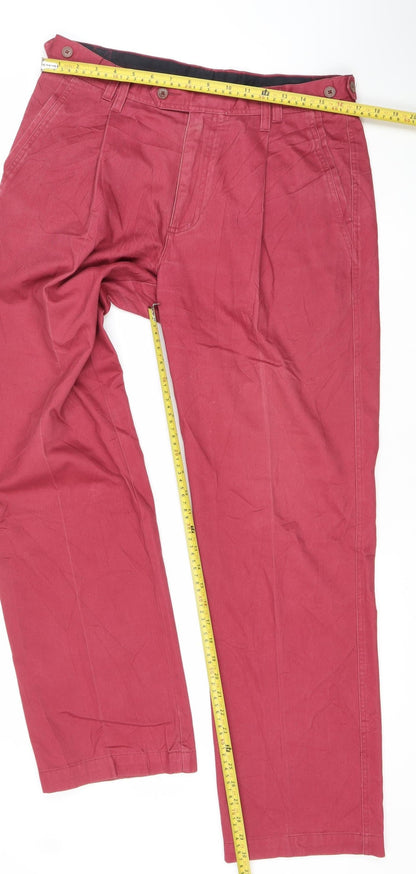 Austin Reed Men's Red Straight Leg Cotton Jeans Size 34R Regular Fit