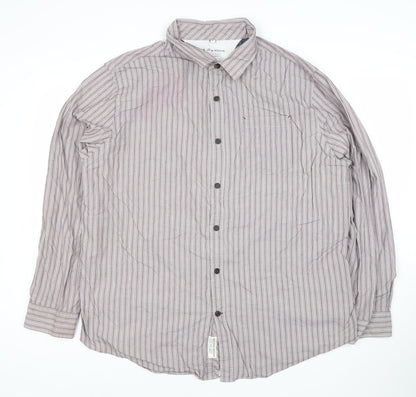RJR John Rocha Men's Purple Striped Cotton Long Sleeve Dress Shirt XL