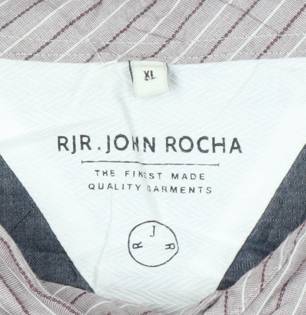 RJR John Rocha Men's Purple Striped Cotton Long Sleeve Dress Shirt XL