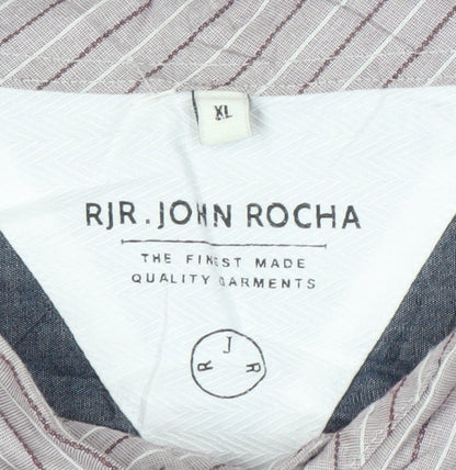 RJR John Rocha Men's Purple Striped Cotton Long Sleeve Dress Shirt XL