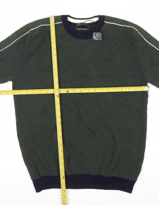 Marks and Spencer Men’s Green Cotton Crew Neck Jumper XL