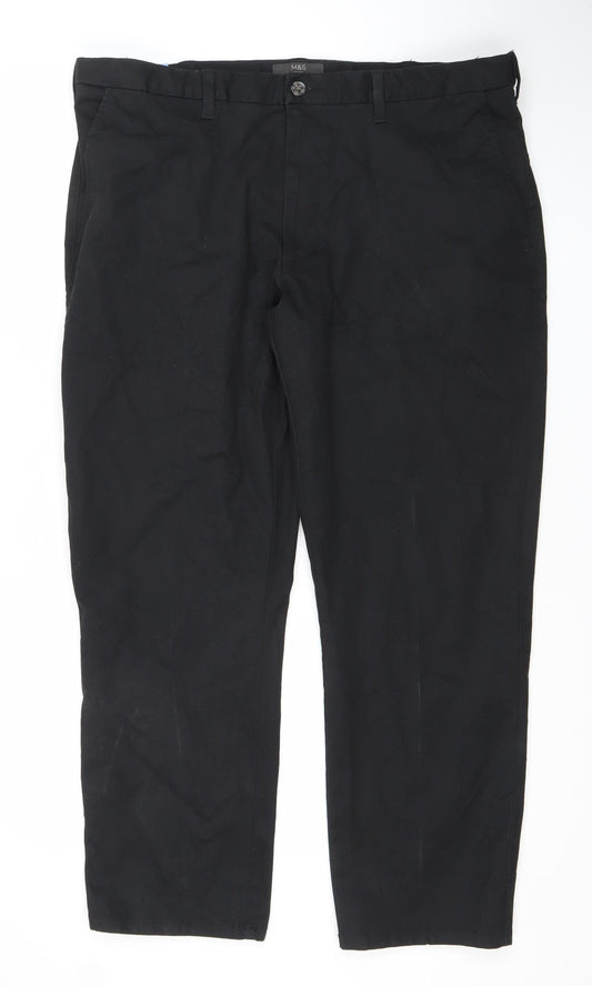 Marks and Spencer Men's Black 40in Chino Trousers Regular Fit