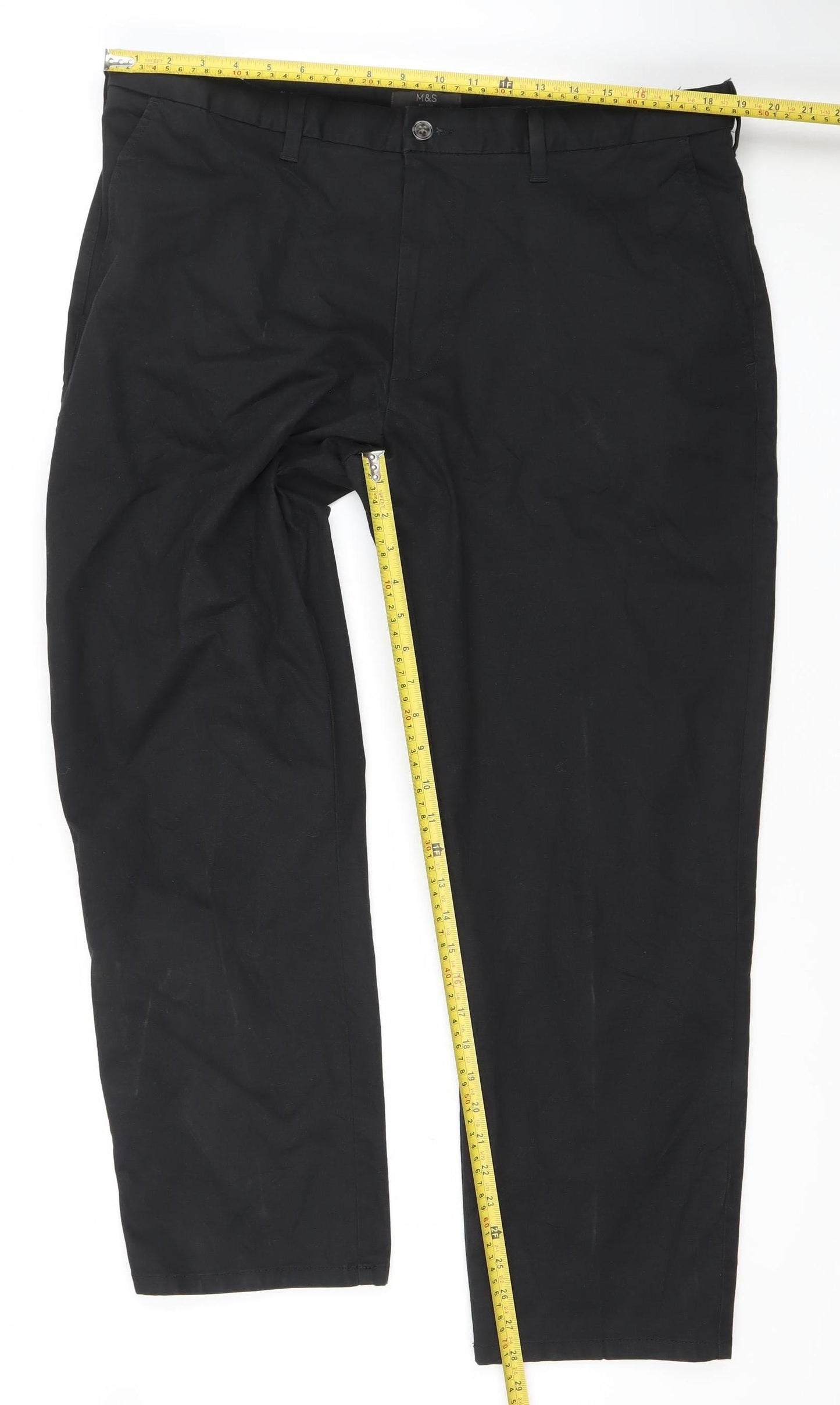 Marks and Spencer Men's Black 40in Chino Trousers Regular Fit
