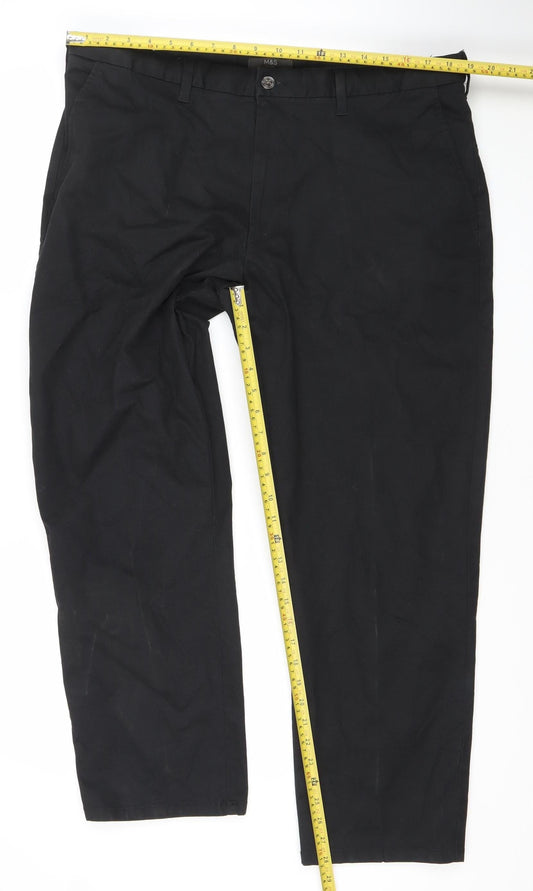 Marks and Spencer Men's Black 40in Chino Trousers Regular Fit