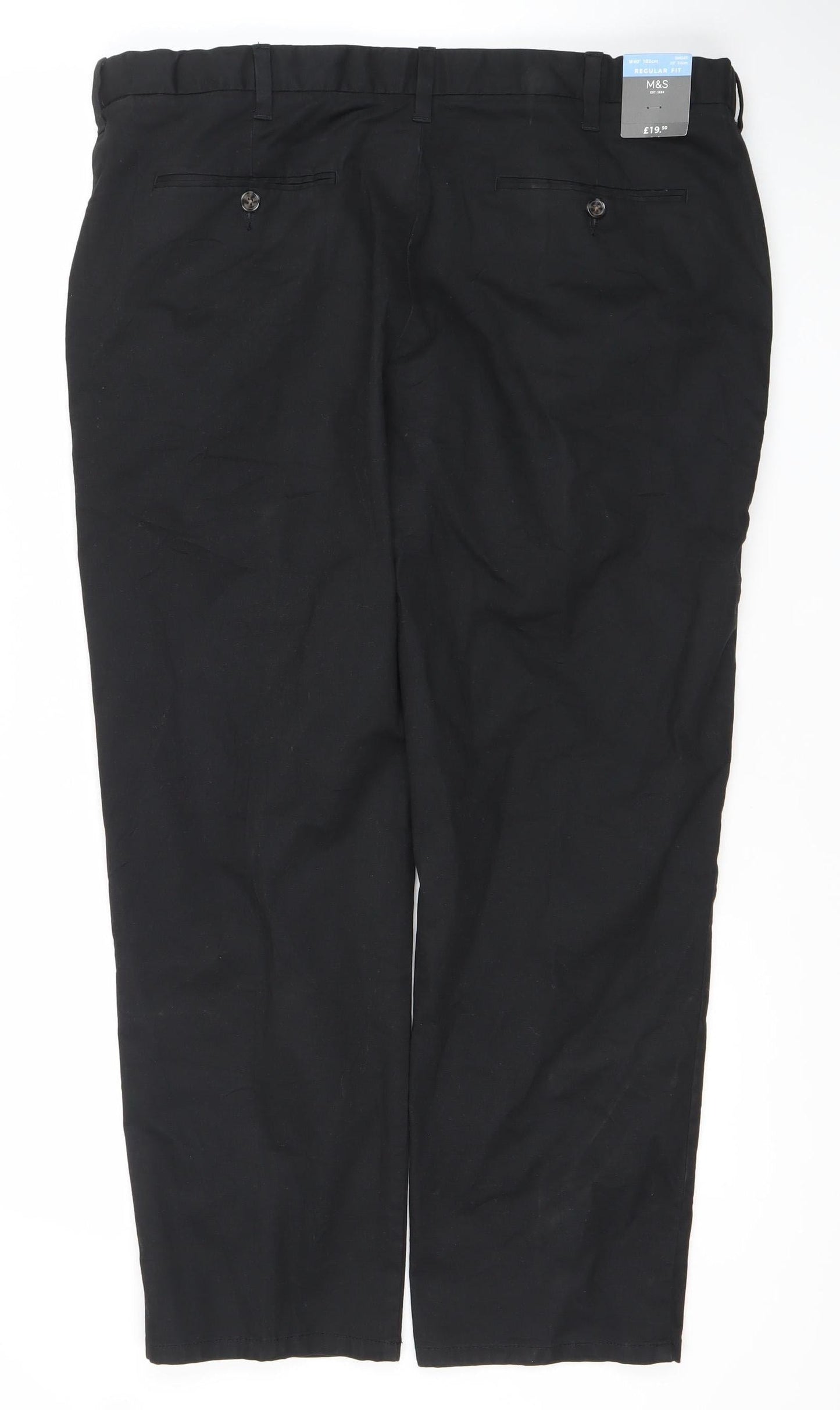 Marks and Spencer Men's Black 40in Chino Trousers Regular Fit
