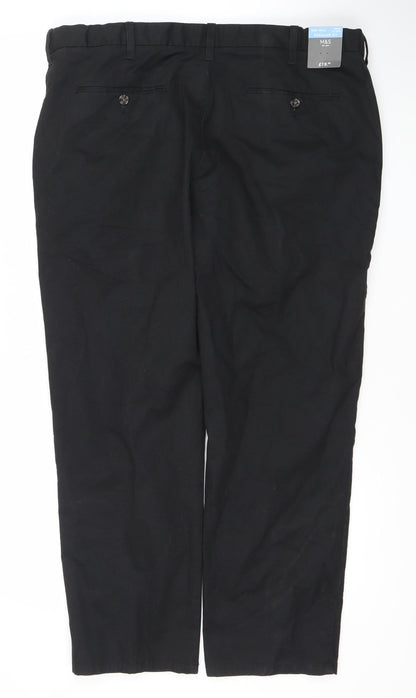 Marks and Spencer Men's Black 40in Chino Trousers Regular Fit