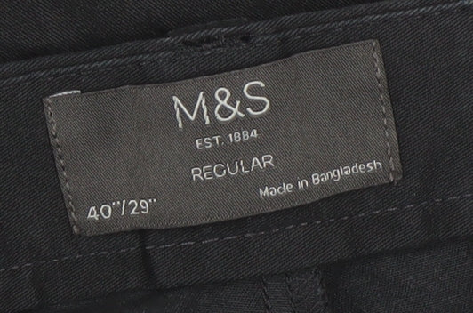 Marks and Spencer Men's Black 40in Chino Trousers Regular Fit
