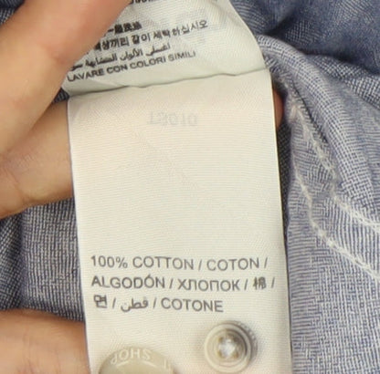 Superdry Men's Blue Long Sleeve Cotton Dress Shirt L Regular Woven