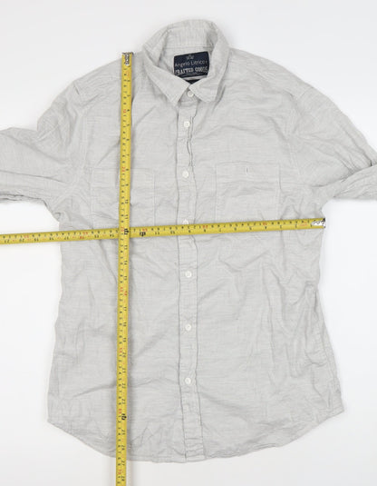 Angelo Litrico Men's Grey Slim Fit Long Sleeve Cotton Dress Shirt M