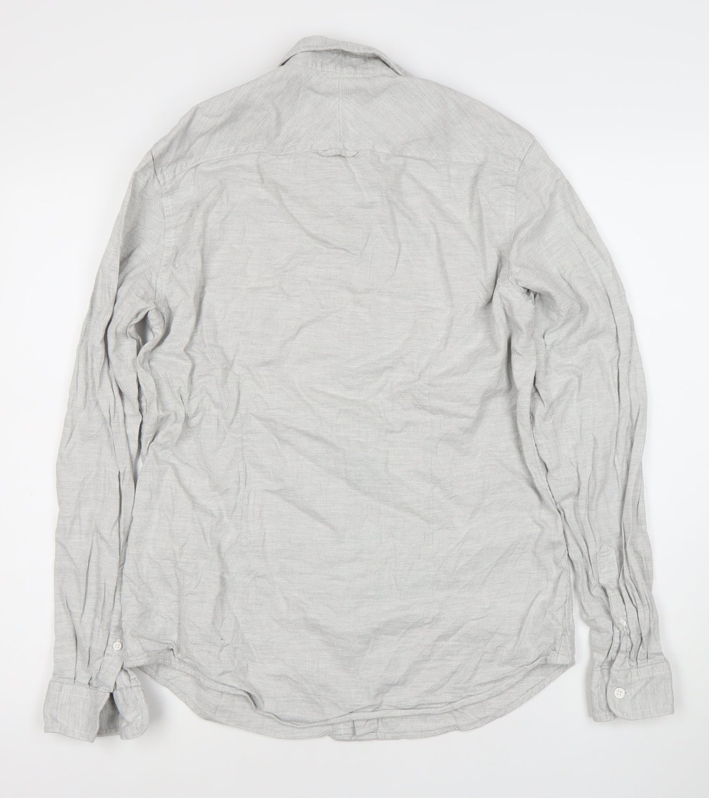 Angelo Litrico Men's Grey Slim Fit Long Sleeve Cotton Dress Shirt M