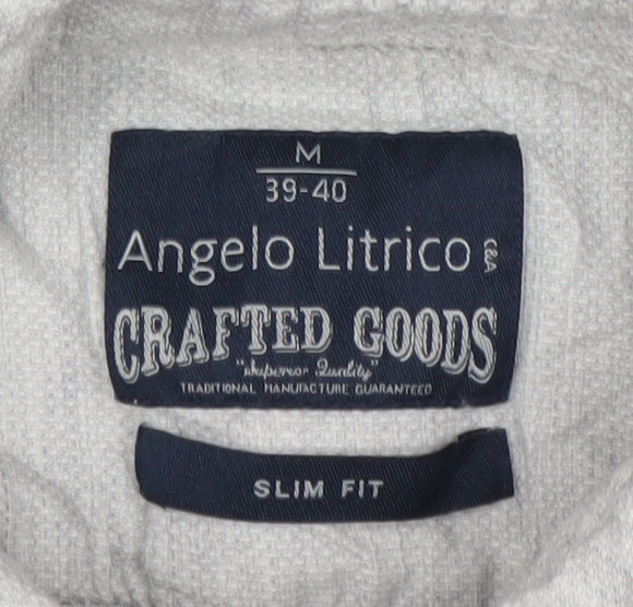 Angelo Litrico Men's Grey Slim Fit Long Sleeve Cotton Dress Shirt M