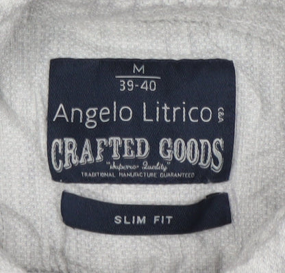 Angelo Litrico Men's Grey Slim Fit Long Sleeve Cotton Dress Shirt M
