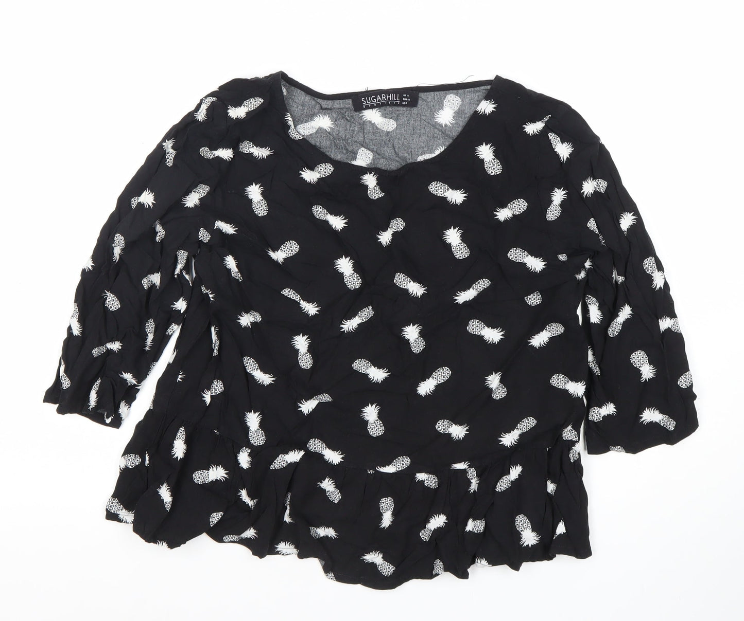 Womens UK Size L Sugarhill Black Tunic Blouse