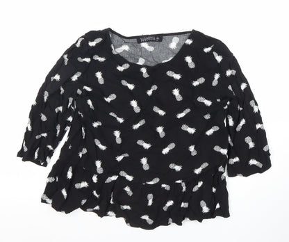 Womens UK Size L Sugarhill Black Tunic Blouse