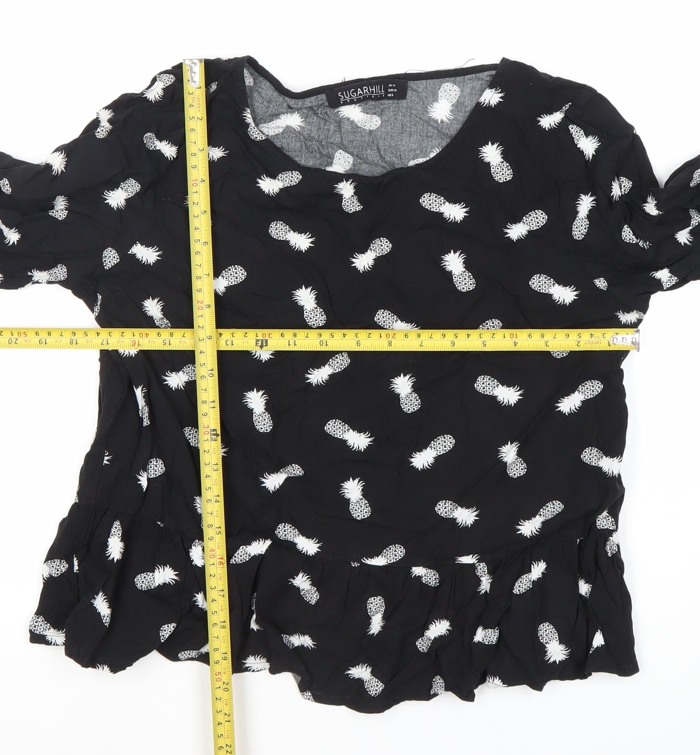 Womens UK Size L Sugarhill Black Tunic Blouse